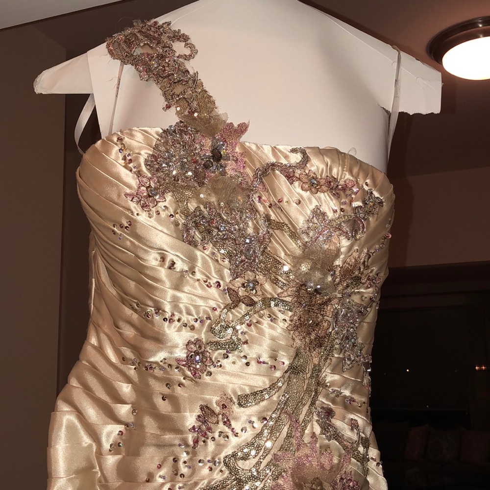 Tony Bowls Champaign beaded dress